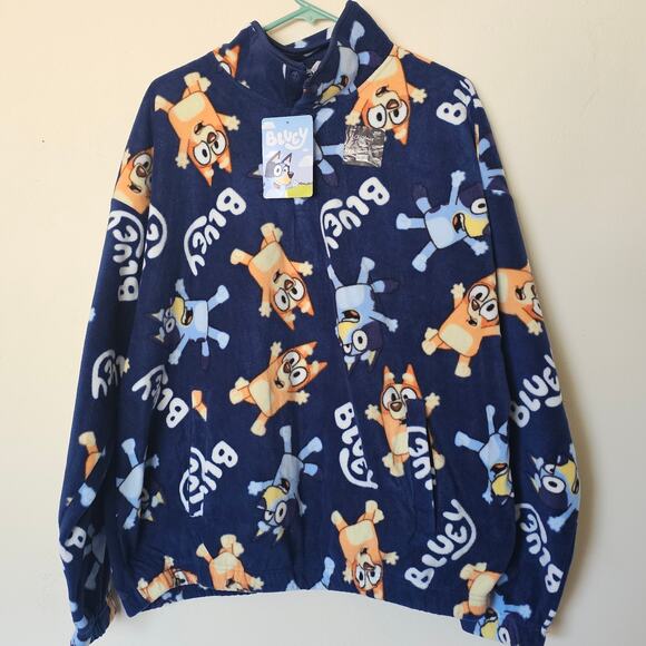 Adult Bluey Polar Fleece Pullover Jacket Size Unisex Medium New - Picture 1 of 3